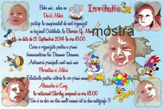 Invitatii botez personalizate cu poza bebelusului