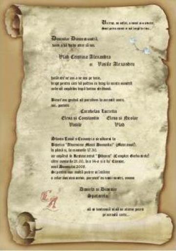Invitatii de nunta papirus Cerate