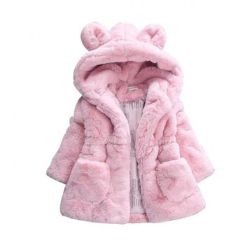 Jacheta iarna fete, geaca urechiuse, roz