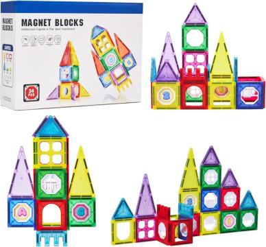 Joc Set magnetic de construit, forme geometrice, 34 piese