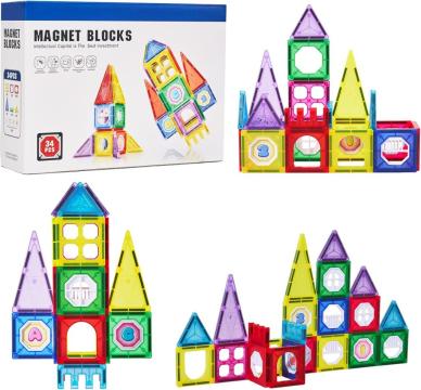 Joc Set magnetic de construit, forme geometrice, 34 piese