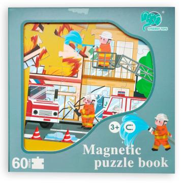 Joc puzzle magnetic, Pompierii neinfricati, 60 piese