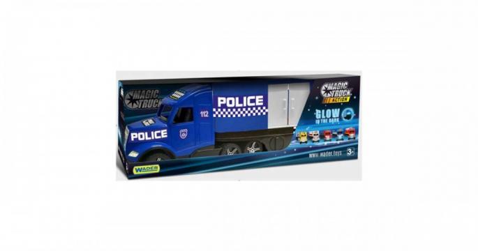 Jucarie Camion politie Magic Truck fluorescent, Wader 81 cm