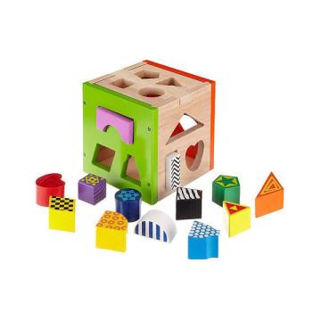 Jucarie Cub lemn potrivire forme colorate 15 piese, Eichhorn