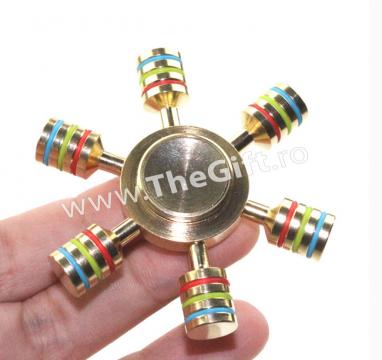 Jucarie antistres Fidget Spinner Rainbow, in cutie metalica