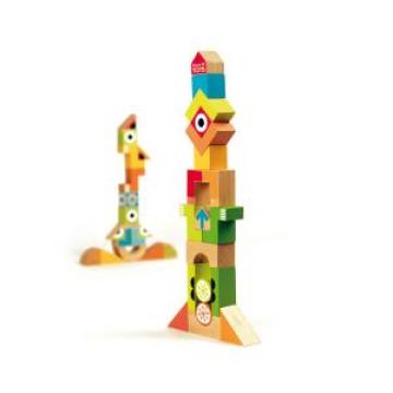 Jucarie cuburi creative din lemn cu tangram House of Toys
