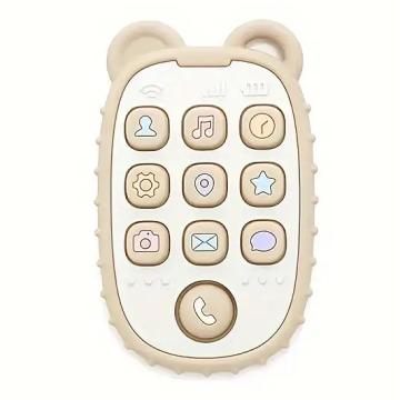 Jucarie pentru dentitie, din silicon, crem Mini telefon