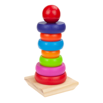 Jucarie turn Montessori de stivuit din lemn, multicolor