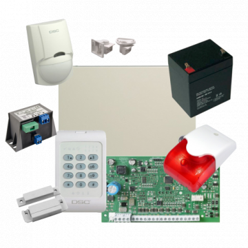 Kit alarma la efractie DSC cu sirena interioara KIT1404INT