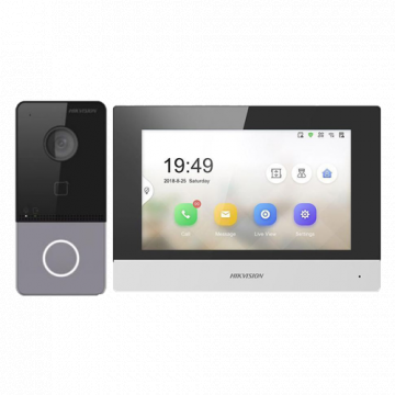 Kit videointerfon TCP IP pentru 1 familie, monitor TFT LCD 7