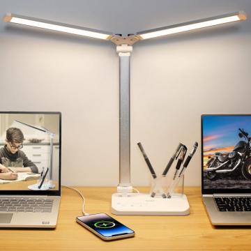 Lampa LED de birou cu 2 brate oscilante si control tactil