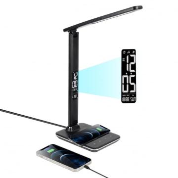 Lampa LED de birou cu afisaj ceas, termometru, calendar