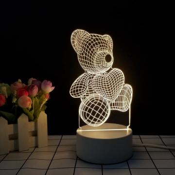 Lampa de veghe 3D LED, urs cu inimioara