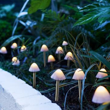 Lampa solara LED 12 ciuperci mini alb cald 24 cm x 4 m