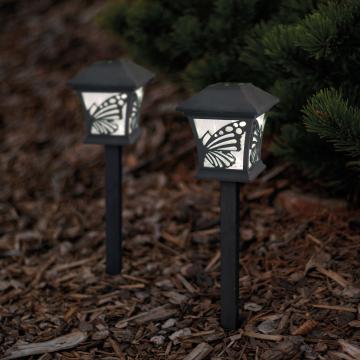 Lampa solara LED - fluturi - negru, alb cald - 9 x 9