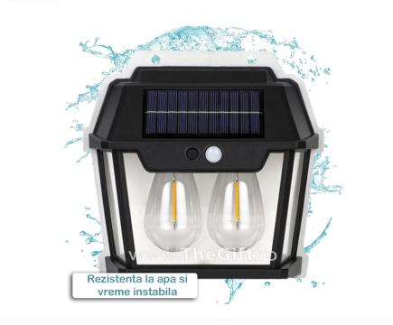 Lampa solara pentru exterior, cu 2 becuri LED