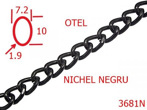 Lant otel poseta 7.2 mm 1.9 nichel negru 14H7 3681N