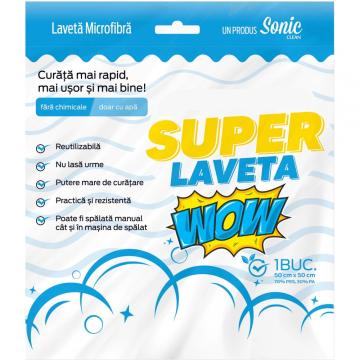 Laveta universala microfibra, Sonic Super Laveta, 50 x 50 cm