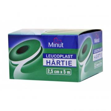 Leucoplast hartie - 2.5 cm x 5 m - Minut