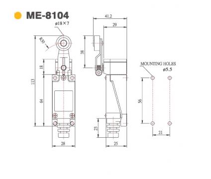 Limitator cursa cu maneta reglabila, NO+NC, Moujen ME8104