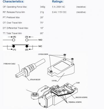 Limitator cursa cu maneta reglabila, NO+NC, Moujen ME8108