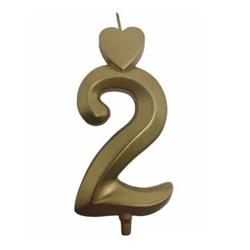 Lumanari aurii mari, cifra 2, 4 buc
