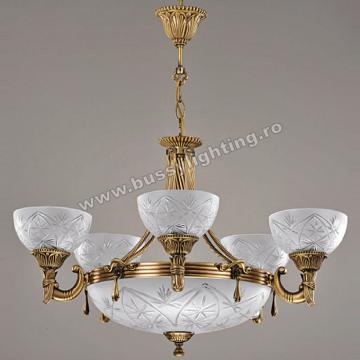 Lustra Elegante cu 5 brate, desing clasic, finisaj bronz