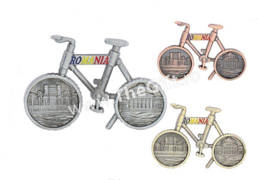 Magnet de frigider bicicleta, suvenir Romania