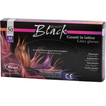 Manusi latex negre fara pudra 50 buc M - Roial