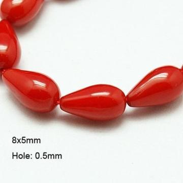 Margele coral 8*5 mm rosu - 39 cm ~ 48 buc