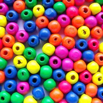 Margele lemn multicolore 7*8 mm 20 g ~ 110 buc