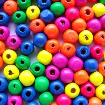 Margele lemn multicolore 9*10 mm - 20 g ~ 60 buc