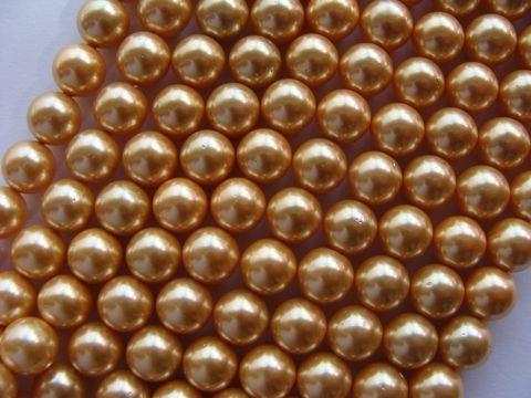 Margele perle imitatie sidef 10mm auriu inchis - 1 buc.