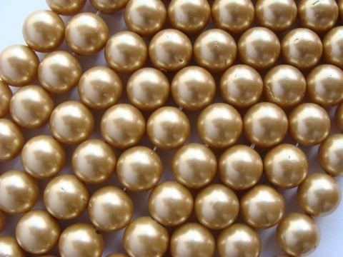 Margele perle imitatie sidef 8 mm bej - 10 buc