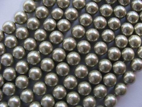 Margele perle imitatie sidef 8 mm kaki - 10 buc