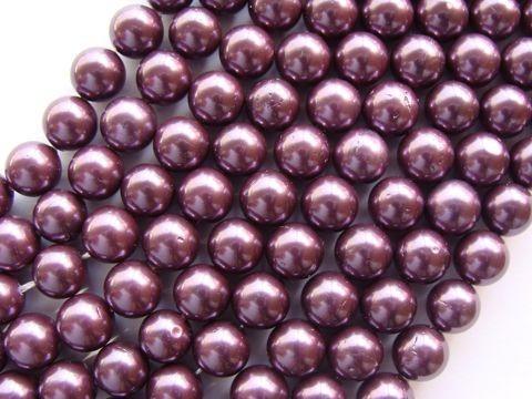 Margele perle imitatie sidef 8 mm purpuriu - 10 buc