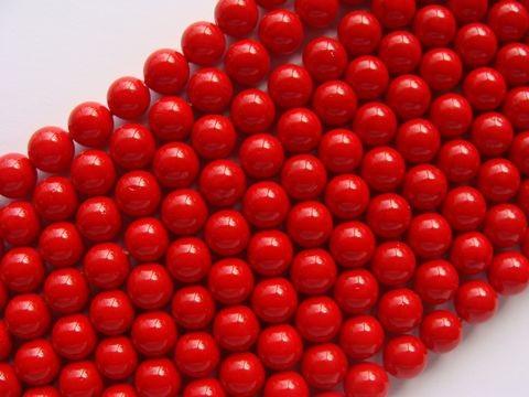 Margele perle imitatie sidef 8 mm rosu - 10 buc