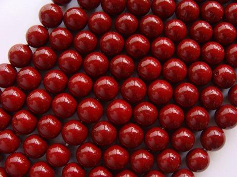 Margele perle imitatie sidef 8 mm visiniu - 10 buc