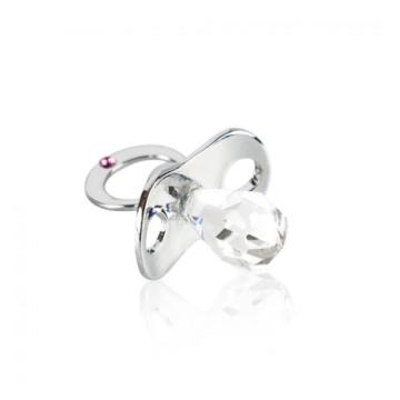 Marturie botez suzeta cu cristale Swarovski roz sau bleu