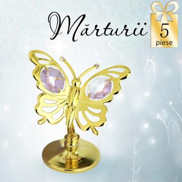 Marturii Fluturas cu cristale Swarovski violet - 5 marturii