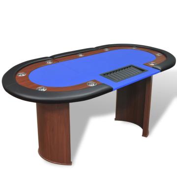 Masa Poker 10 persoane, zona dealer si suport jetoane