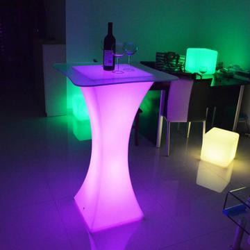 Masa cocktail patrata iluminata LED rgbw, cu joc lumini