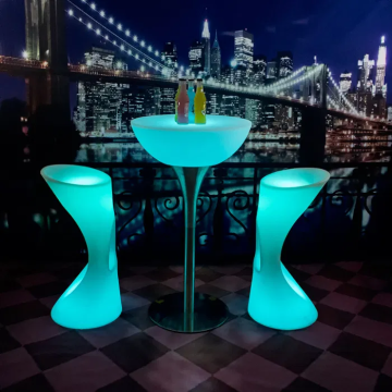 Masa cocktail rotunda iluminata LED rgbw, cu joc lumini