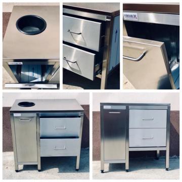 Masa din inox cu orificiu debarasare, spatiu cos gunoi