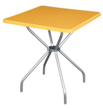 Masa gradina/terasa patrata galbena Raki Alfa, 70x70xh72,5cm