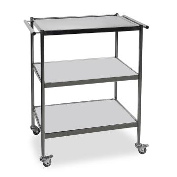 Masa instrumentar inox cu manere orizontale si 3 blaturi
