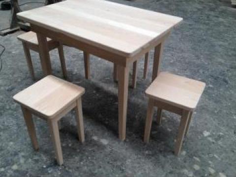 Masa lemn masiv +4 scaune