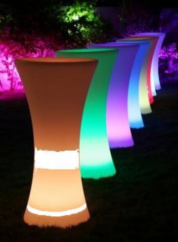 Masa rotunda cocktail LED mese iluminabile evenimente