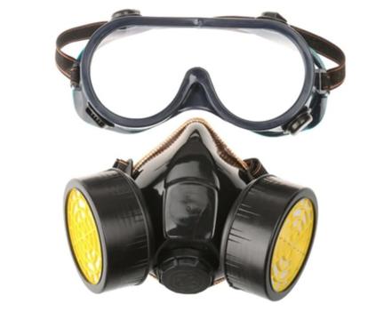 Masca de protectie si ochelari cu 2 filtre de carbon activ