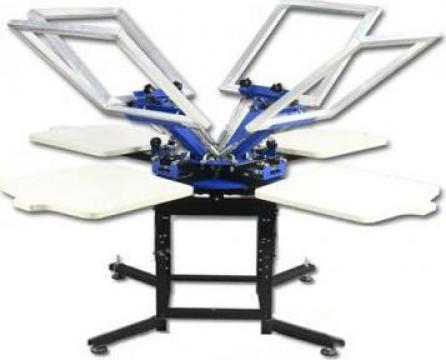 Masina serigrafie 4 Color Manual Rotary Screen Printer